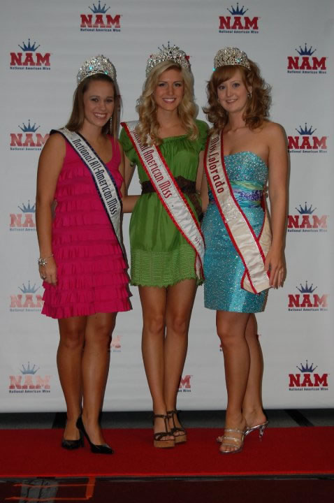 National American Miss Titleholders walk the red carpet at a NAM state pageant